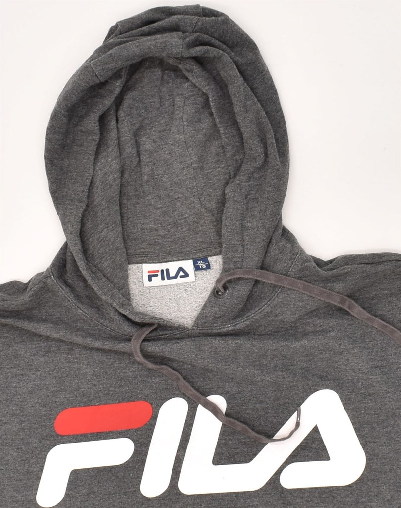 FILA Mens Graphic Hoodie Jumper XL Grey Cotton | Vintage Fila | Thrift | Second-Hand Fila | Used Clothing | Messina Hembry 