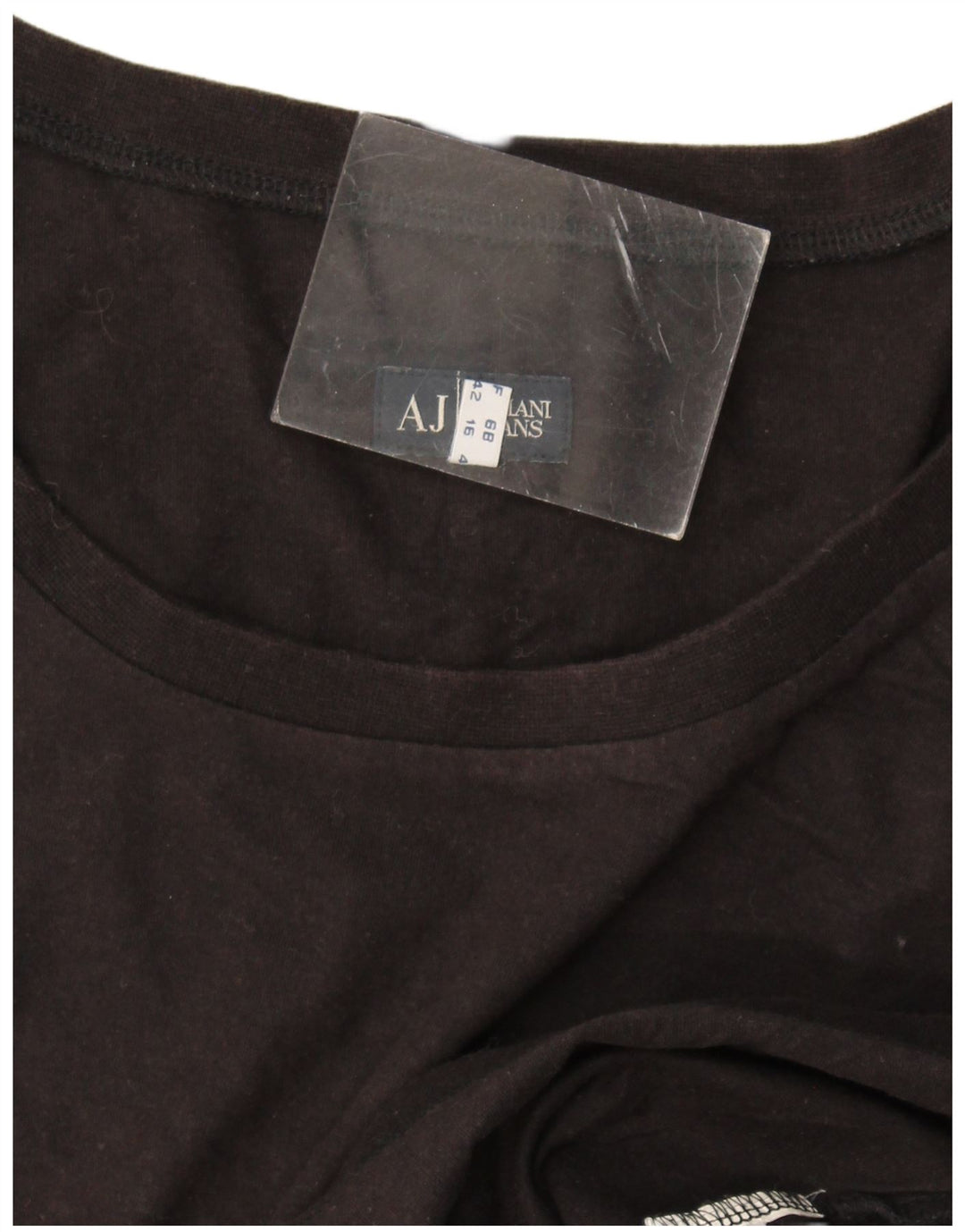 Armani Jeans Womens Graphic Top Long Sleeve UK 16 Large Black