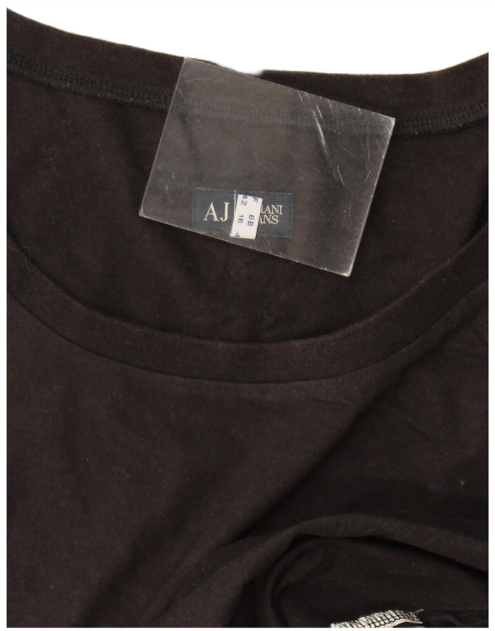Armani Jeans Womens Graphic Top Long Sleeve UK 16 Large Black