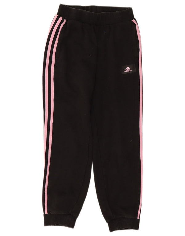 ADIDAS Girls Tracksuit Trousers Joggers 11-12 Years Black Cotton
