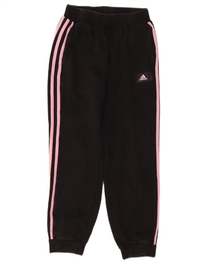ADIDAS Girls Tracksuit Trousers Joggers 11-12 Years Black Cotton
