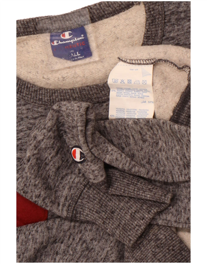 Champion Mens Graphic Sweatshirt Jumper Small Grey Flecked Cotton