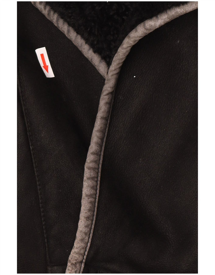 Vintage Mens Shearling Jacket IT 50 Large Black Shearling