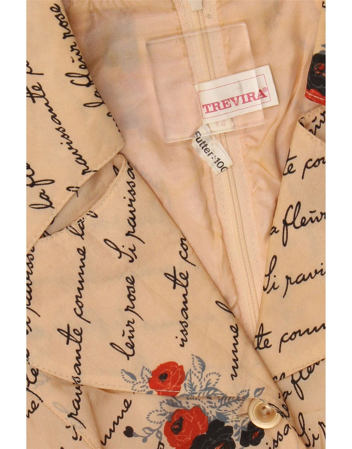 Trevira Womens Graphic Long Sleeve A-Line Dress IT 42 Medium Beige Floral