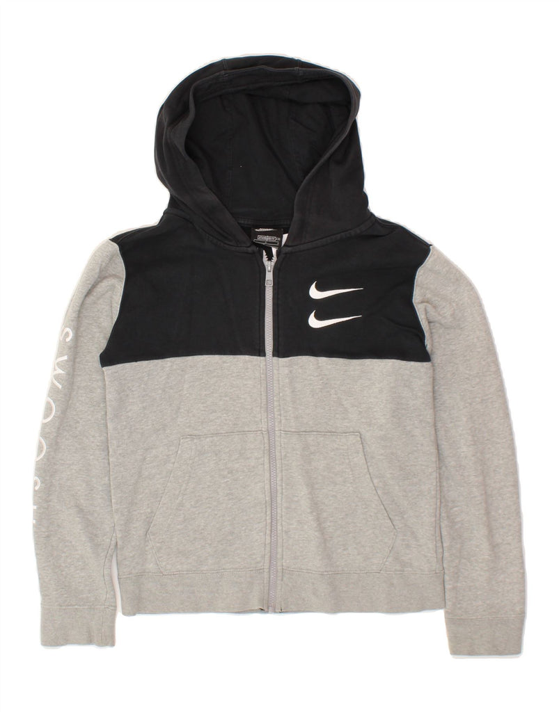 NIKE Boys Swoosh Standard Fit Hoodie Jumper 12-13 Years Large  Grey Vintage Nike and Second-Hand Nike from Messina Hembry 