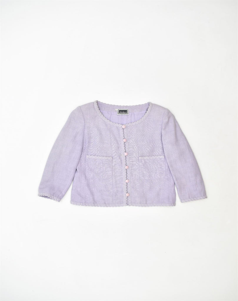 LUISA SPAGNOLI Womens 6 Button Blazer Jacket IT 42 Medium Purple Linen | Vintage | Thrift | Second-Hand | Used Clothing | Messina Hembry 