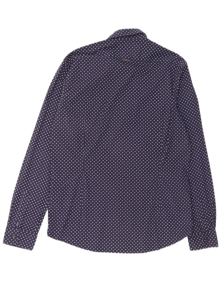Scotch & Soda Mens Shirt XL Navy Blue Spotted Cotton