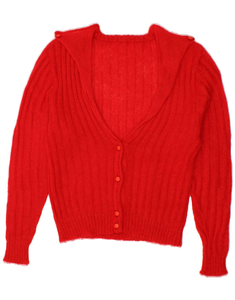 VINTAGE Womens Cardigan Sweater UK 12 Medium Red Vintage Vintage and Second-Hand Vintage from Messina Hembry 