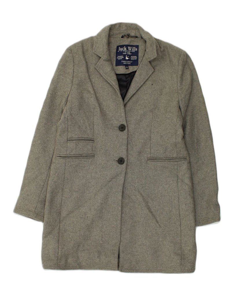 JACK WILLS Womens Overcoat UK 14 Large Grey Wool | Vintage Jack Wills | Thrift | Second-Hand Jack Wills | Used Clothing | Messina Hembry 