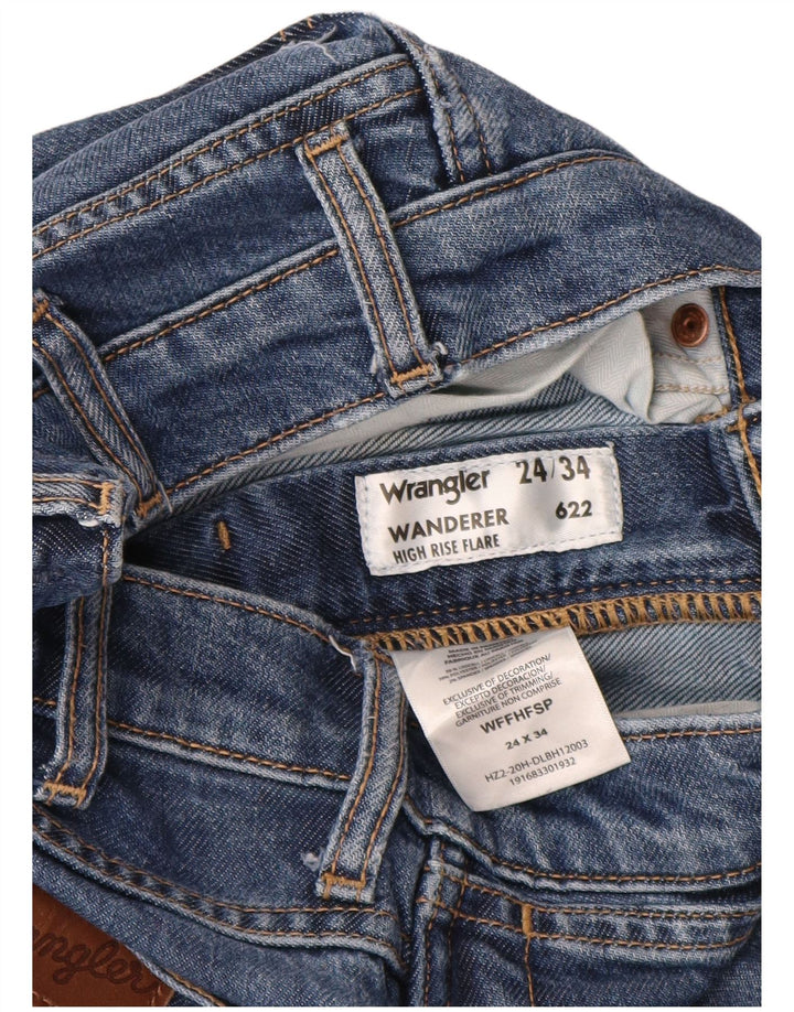 WRANGLER Womens Wanderer High Rise Flared Jeans W24 L34 Blue Lyocell
