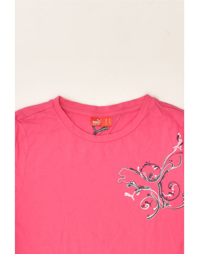 PUMA Womens Graphic T-Shirt Top UK 8 Small Pink Cotton | Vintage Puma | Thrift | Second-Hand Puma | Used Clothing | Messina Hembry 