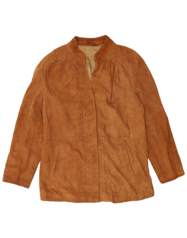 VINTAGE Womens Suede Jacket UK 14 Medium Brown Leather