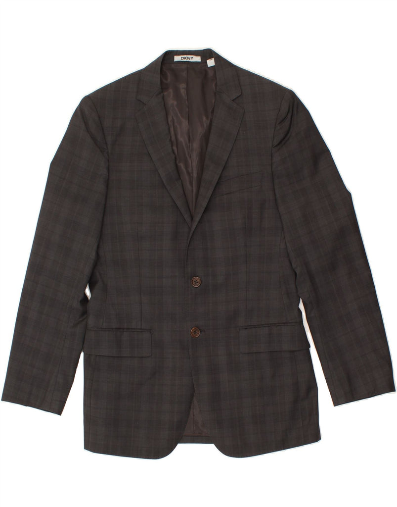 DKNY Mens 2 Button Blazer Jacket UK 38 Medium Grey Check Wool Vintage Dkny and Second-Hand Dkny from Messina Hembry 