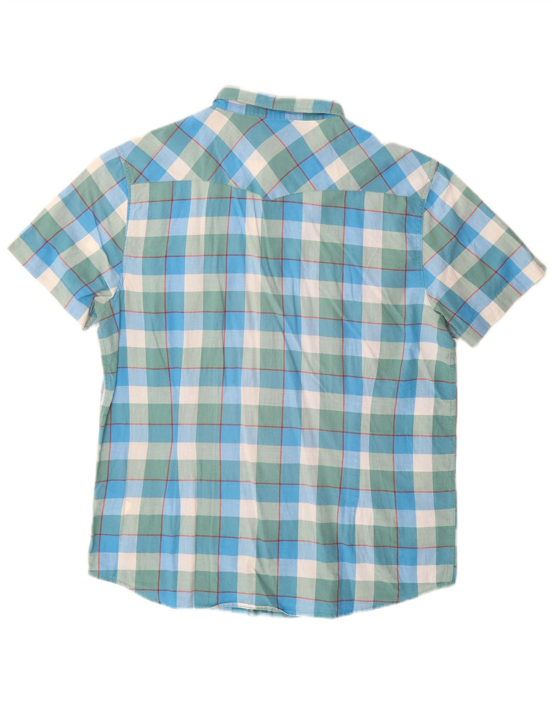 Lee Mens Short Sleeve Slim Fit Shirt XL Blue Check Cotton