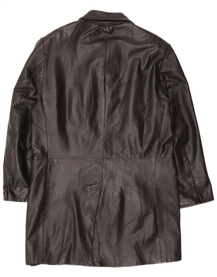 Conbipel Mens Free Heron Leather Coat IT 48 Medium Black Leather