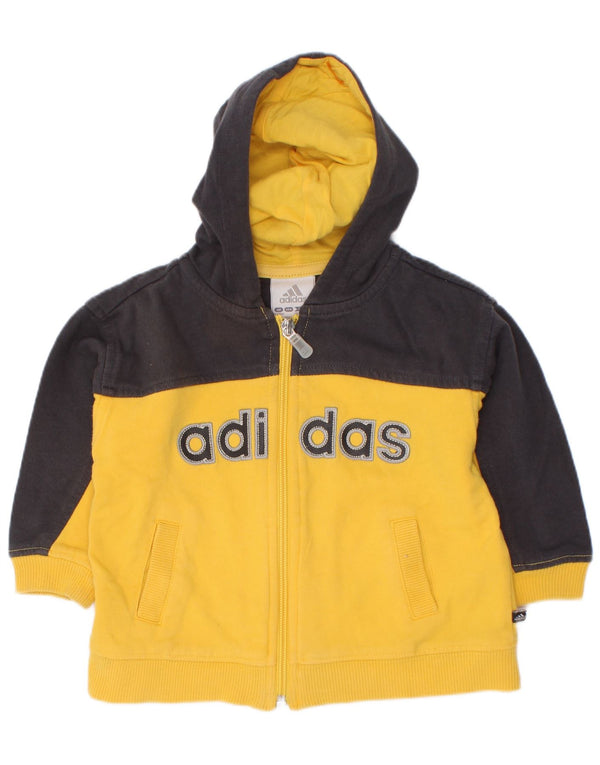 Adidas Baby Boys Graphic Zip Hoodie Sweater 9-12 Months Yellow Colourblock