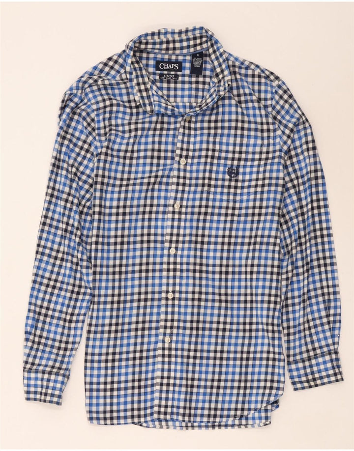 Chaps Mens Shirt Medium Blue Check Cotton