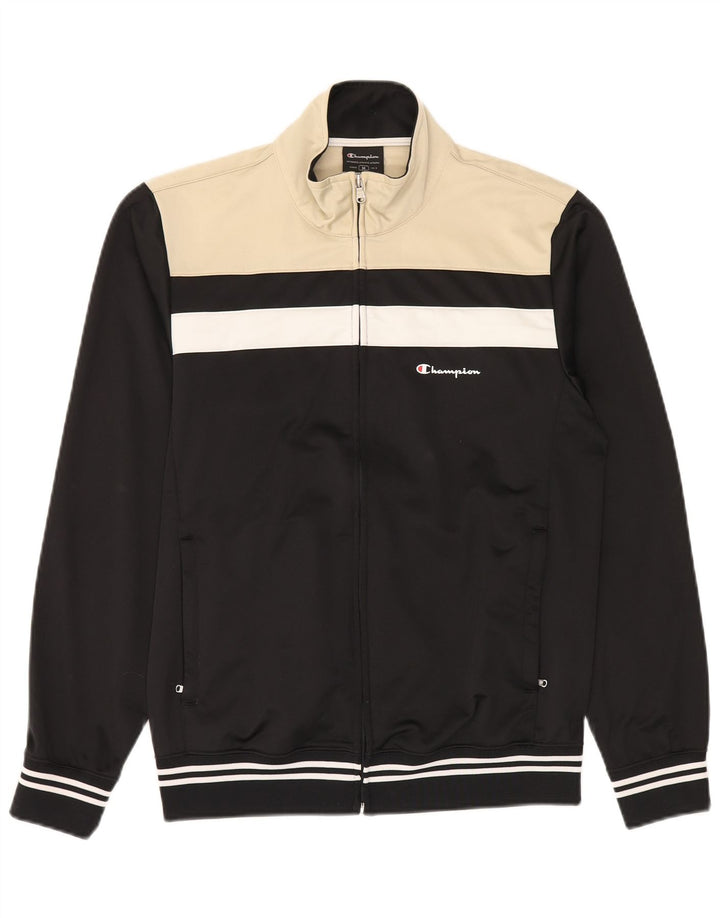 Champion Mens Tracksuit Top Jacket Medium Black Colourblock Polyester