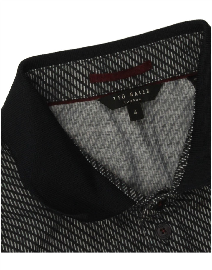 Ted Baker Mens Polo Shirt Size 4 Large Navy Blue Spotted Polyester