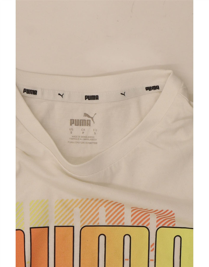 PUMA Mens Graphic T-Shirt Top Small White Vintage Puma and Second-Hand Puma from Messina Hembry 