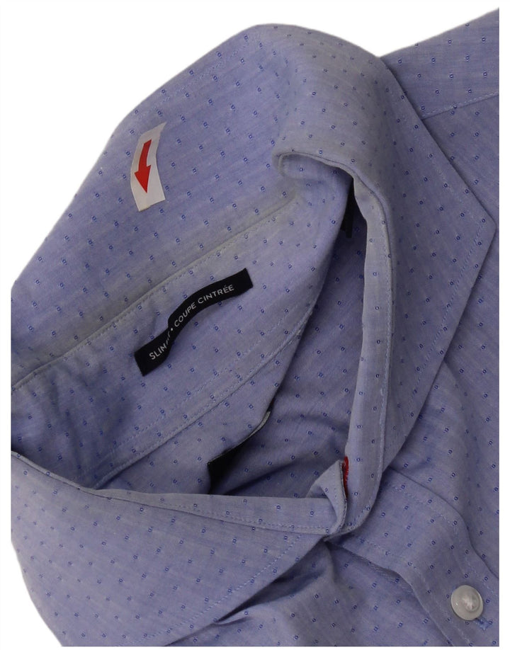 Tommy Hilfiger Mens Slim Fit Shirt Size 16 Large Blue Geometric