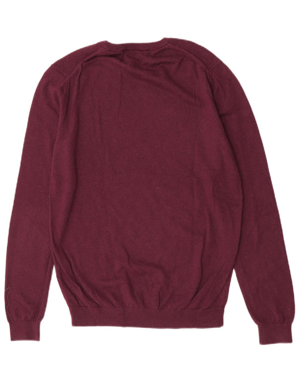 Reiss Mens Crew Neck Jumper Sweater Medium Maroon Wool