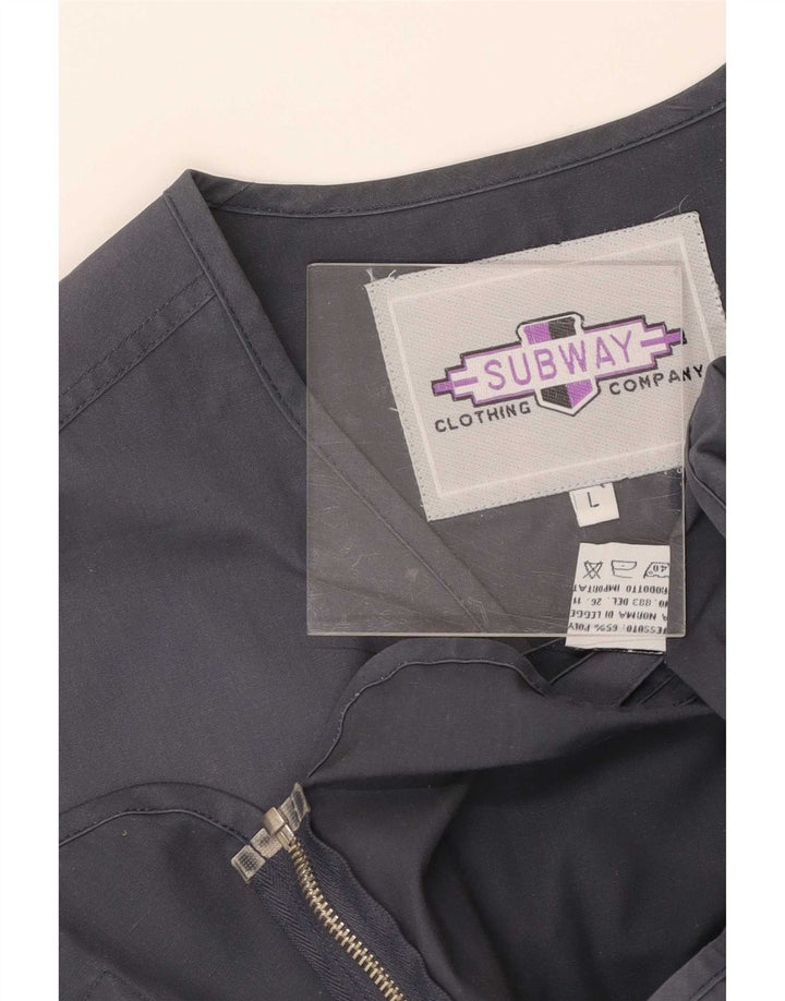 Vintage Mens Utility Gilet UK 40 Large Grey Polyester