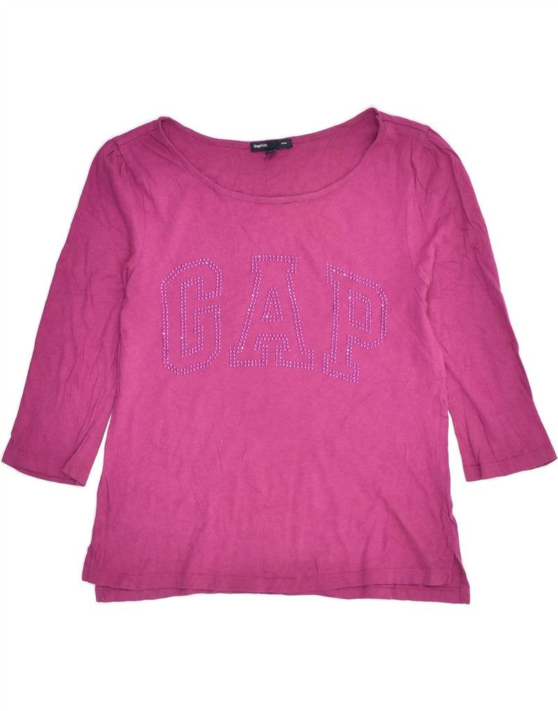 GAP Girls Graphic Top Long Sleeve 9-10 Years Large Pink Cotton | Vintage Gap | Thrift | Second-Hand Gap | Used Clothing | Messina Hembry 