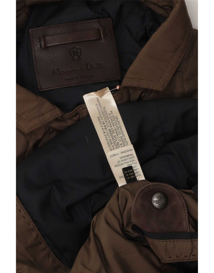 Massimo Dutti Mens Quilted Jacket UK 42 XL Brown Polyester