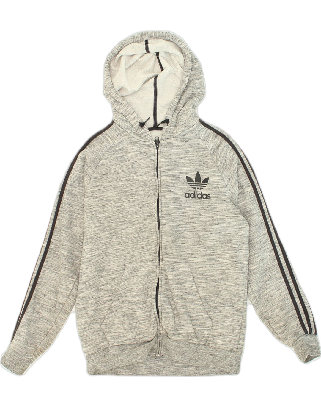 ADIDAS Mens Zip Hoodie Sweater Medium Grey Cotton