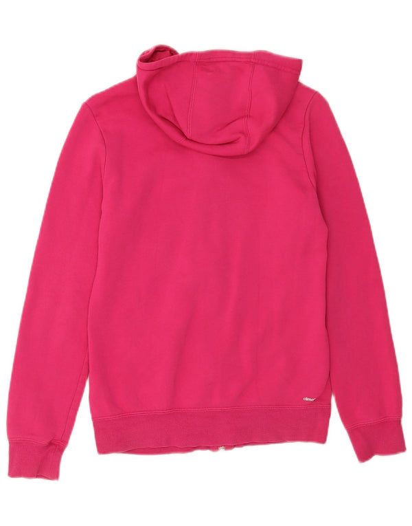 Adidas Girls Graphic Zip Hoodie Sweater 13-14 Years Pink Cotton Sports