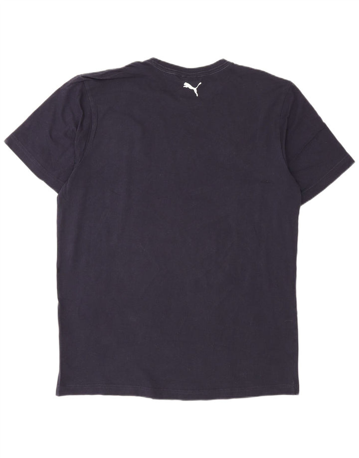 Puma Mens Graphic T-Shirt Top Large Navy Blue Cotton