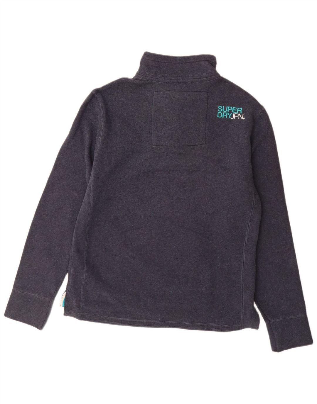 Superdry Mens Graphic Button Neck Sweatshirt Jumper XL Navy Blue Cotton