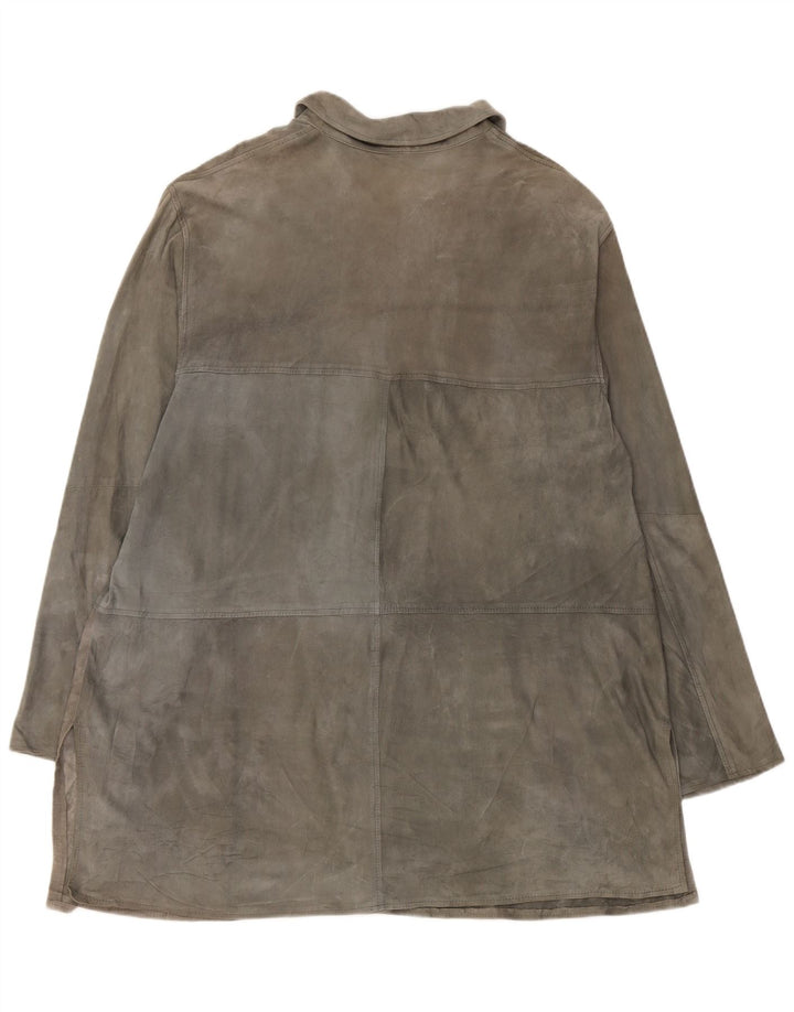 Vintage Womens Suede Jacket UK 20 2XL Grey Leather