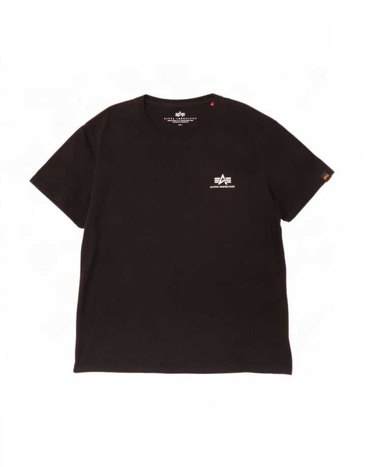 Alpha Industries Mens T-Shirt Top Large Black Cotton