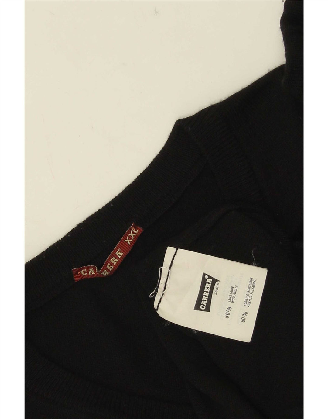 Carrera Mens V-Neck Jumper Sweater 2XL Black Wool