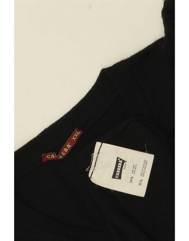 Carrera Mens V-Neck Jumper Sweater 2XL Black Wool