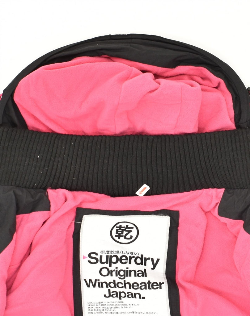 SUPERDRY Womens Hooded Windbreaker Jacket UK 14 Medium Black Nylon | Vintage Superdry | Thrift | Second-Hand Superdry | Used Clothing | Messina Hembry 