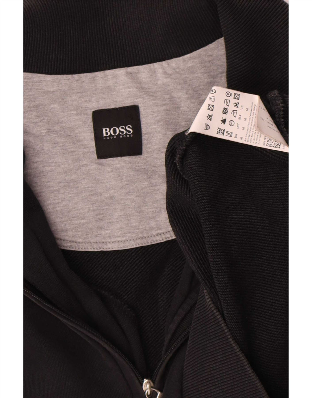 Hugo Boss Mens Zip Neck Sweatshirt Jumper Medium Black Cotton