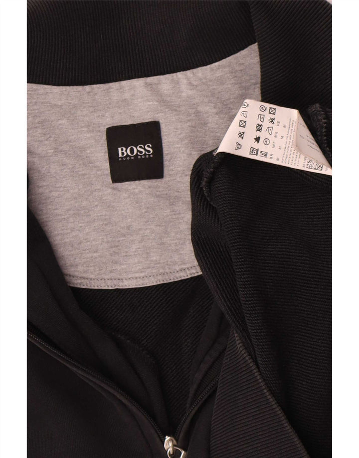 Hugo Boss Mens Zip Neck Sweatshirt Jumper Medium Black Cotton