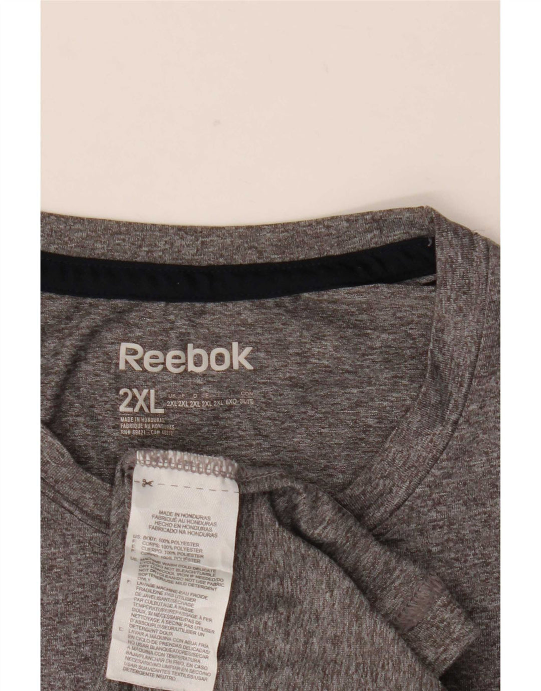 Reebok Mens T-Shirt Top 2XL Grey Flecked Polyester
