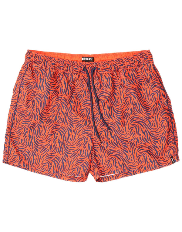 Dkny Mens Swimming Shorts 2XL Orange Geometric Polyester