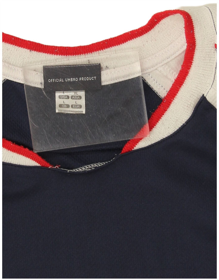 Umbro Mens T-Shirt Top Large Navy Blue Colourblock Polyester