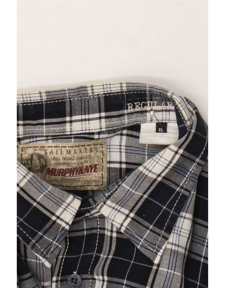 Murphy & Nye Mens Flannel Shirt XL Navy Blue Plaid