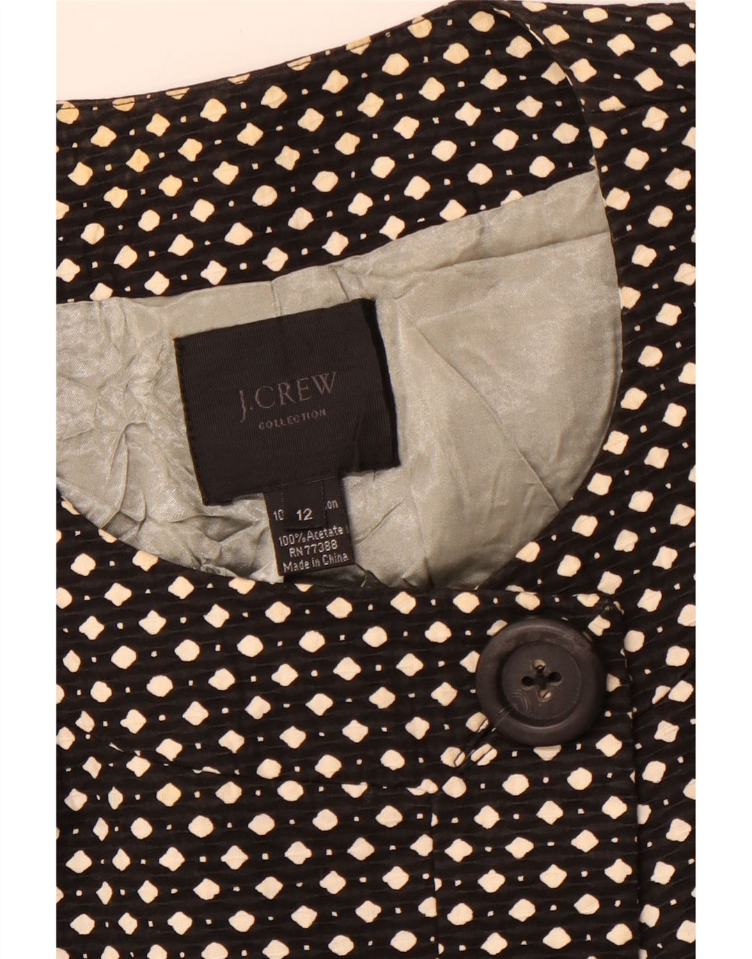 J. CREW Womens 1 Button Blazer Jacket US 12 Large Black Spotted