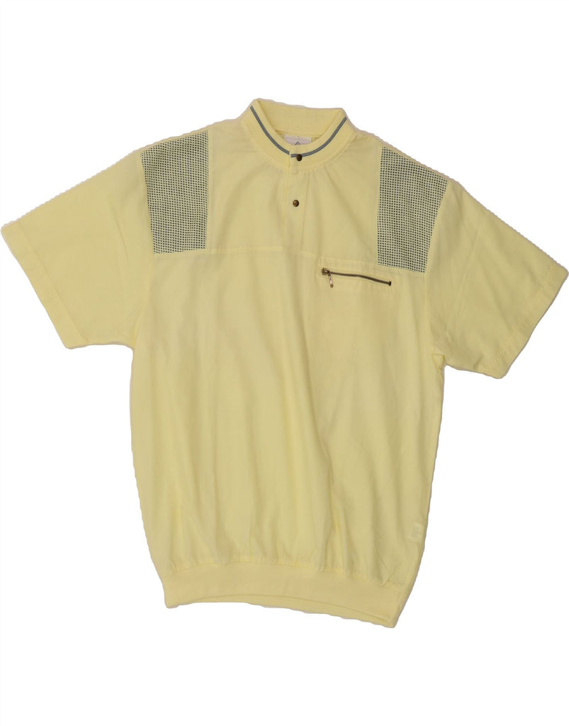 NEW FAST Mens Short Sleeve Pullover Shirt IT 48/50 Medium Yellow Geometric Vintage New Fast and Second-Hand New Fast from Messina Hembry 