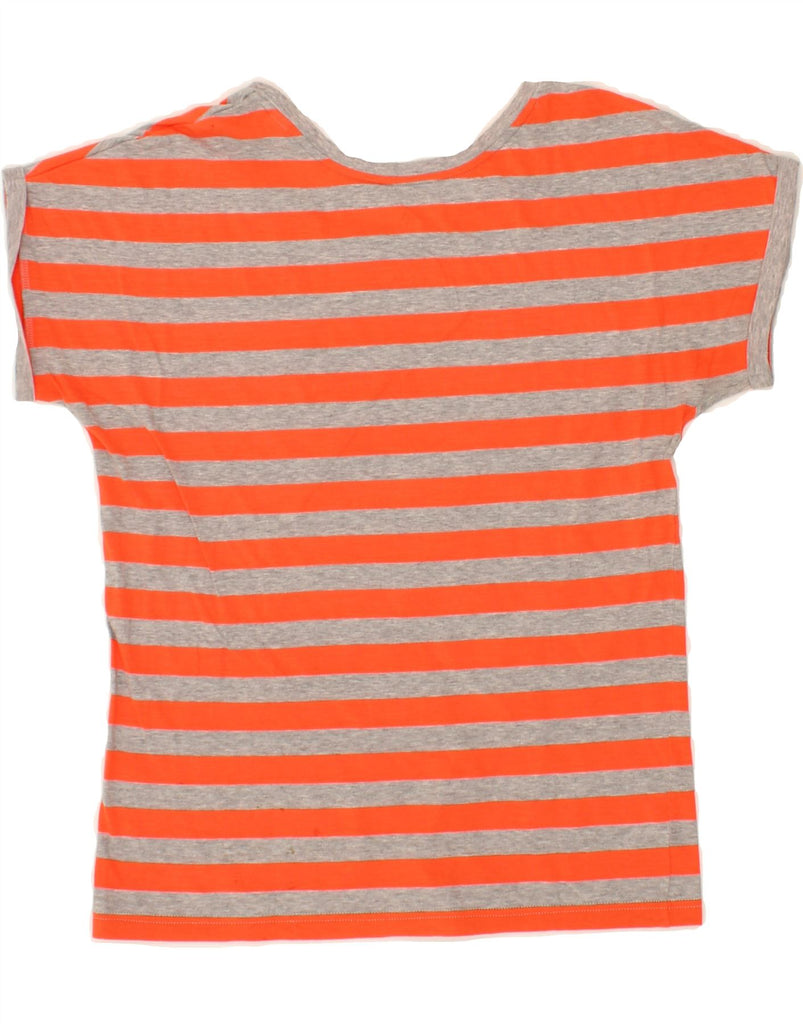 ADIDAS Womens T-Shirt Top UK 8/10 Small Orange Striped Cotton Vintage Adidas and Second-Hand Adidas from Messina Hembry 