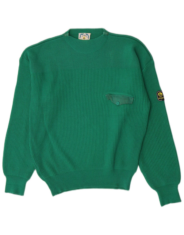 Navigare Mens Crew Neck Jumper Sweater Large Green Wool
