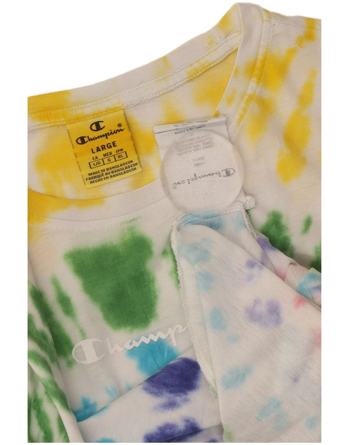 CHAMPION Womens T-Shirt Top UK 16 Large Multicoloured Tie Dye Cotton
