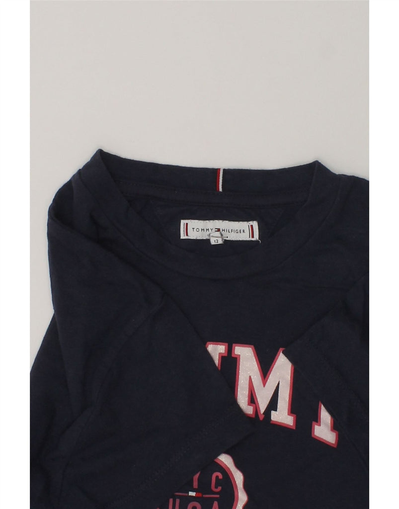 TOMMY HILFIGER Boys Graphic T-Shirt Top 11-12 Years Navy Blue Cotton | Vintage Tommy Hilfiger | Thrift | Second-Hand Tommy Hilfiger | Used Clothing | Messina Hembry 